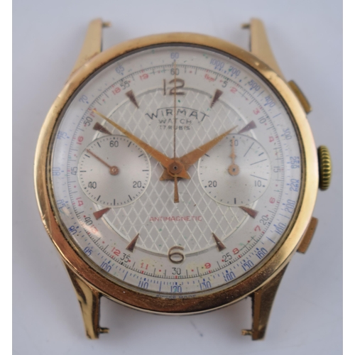 401 - 18ct gold Wirmat chronograph, 37mm, in working order, gross weight 37.6 grams.