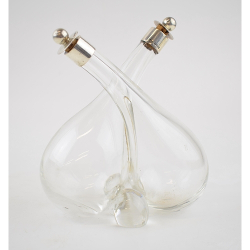 432 - Silver double oil bottle, Hukin & Heath, Birminghm 1935, 14.5cm tall.