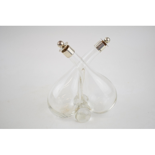 432 - Silver double oil bottle, Hukin & Heath, Birminghm 1935, 14.5cm tall.