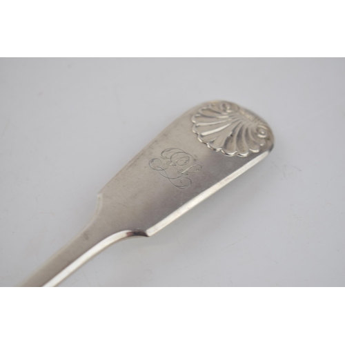 437 - Silver basting spoon, London 1860, Geo Whiting, 156.4 grams, 30cm long.