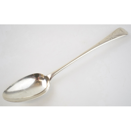 438 - Silver basting spoon, London 1792, Manchester 1792, Thomas Duphant, 112.2 grams, 29cm long.