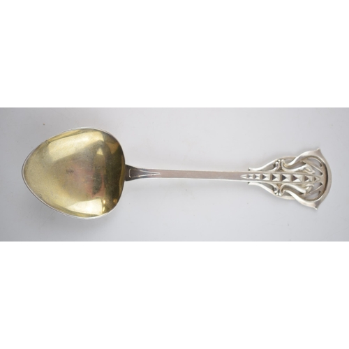 440 - Silver Arts and Crafts spoon, Kate Harris for William Hutton, London 1924, 63.0 grams, 20cm long.