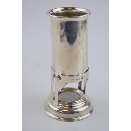 441 - Silver brandy warmer, London 1897, A B & S, 10cm tall, 162.1 grams gross weight.