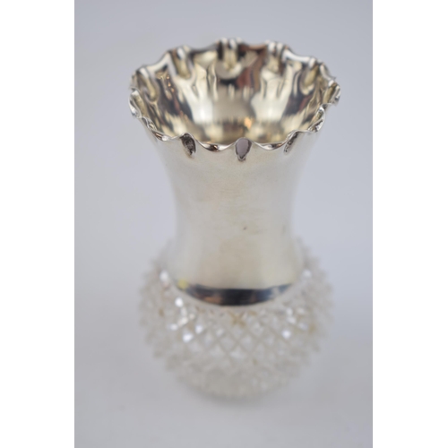 446 - Silver and glass posy vase, London 1895, J Grinsell & Sons, 8cm tall.