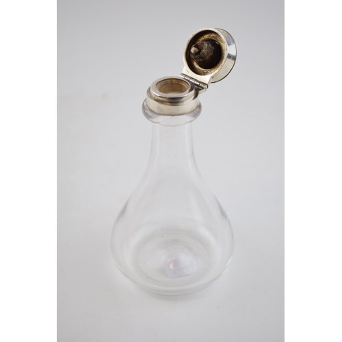 447 - Silver and glass brandy flask, Birmingham 1895, J Grinsell and Sons, 13.5cm tall.