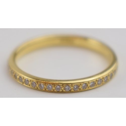 455 - 18ct gold half eternity ring set with diamonds, size M/N,  2.2 grams.