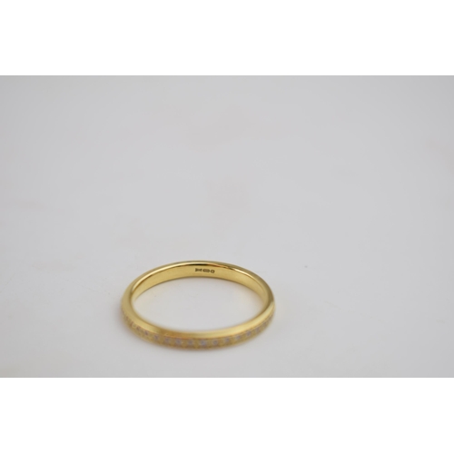 455 - 18ct gold half eternity ring set with diamonds, size M/N,  2.2 grams.