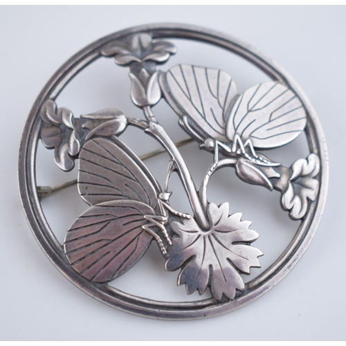 497 - Georg Jenson Danish brooch in sterling silver, design number 283 Midnight Blossom. Diameter 5.5cm.