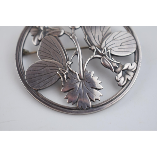 497 - Georg Jenson Danish brooch in sterling silver, design number 283 Midnight Blossom. Diameter 5.5cm.