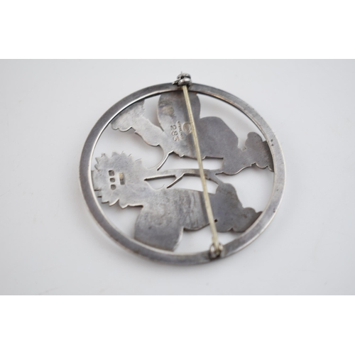 497 - Georg Jenson Danish brooch in sterling silver, design number 283 Midnight Blossom. Diameter 5.5cm.