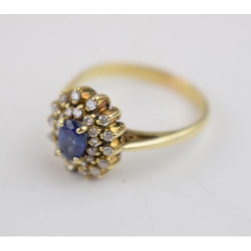 14ct yellow gold sapphire and diamond cluster ring marked .585 to shank ...