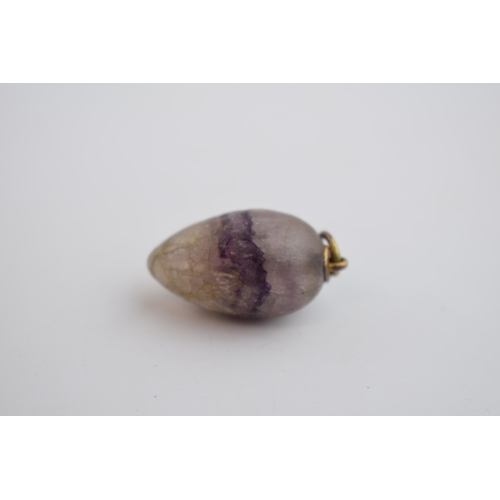 511 - Victorian egg shaped pendant, made from Blue John, 22mm long, 6.1 grams, with fixing.