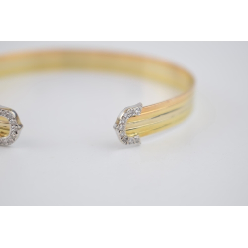 513 - Vintage 18ct gold Cartier trilogy cuff bangle, with original marks and import hallmarks for 1990, 13... 
