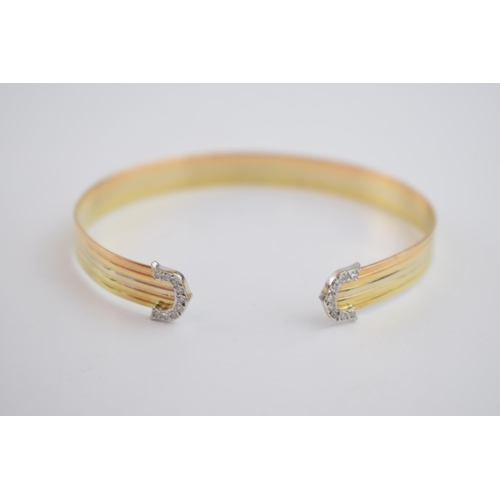 513 - Vintage 18ct gold Cartier trilogy cuff bangle, with original marks and import hallmarks for 1990, 13... 