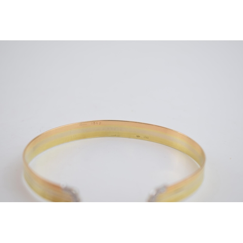 513 - Vintage 18ct gold Cartier trilogy cuff bangle, with original marks and import hallmarks for 1990, 13... 