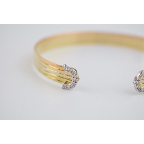 513 - Vintage 18ct gold Cartier trilogy cuff bangle, with original marks and import hallmarks for 1990, 13... 