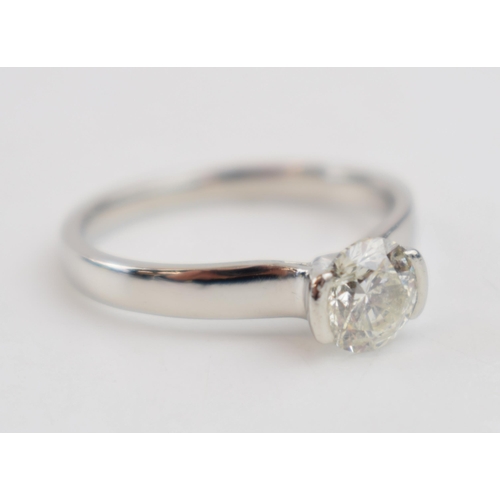 514 - Platinum natural diamond ring, calculated as 1.02ct, assessed as mounted, 4.7 grams, size P.