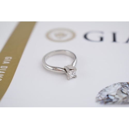 517 - Platinum diamond ring set with 0.41ct diamond, 'D' colour, SI2 clarity, 4.7 grams, size I, with GIA ... 