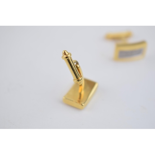 588 - 18ct gold diamond set cufflinks, 21 small diamonds in each link, gross weight 10.41g.  Marked .750 a... 