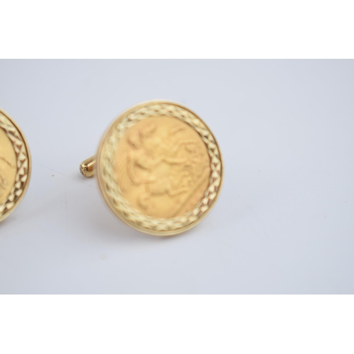 589 - Pair of HALF sovereign gold cufflinks, coins, both dated 1900, loose mounted in 9ct gold hallmarked ... 