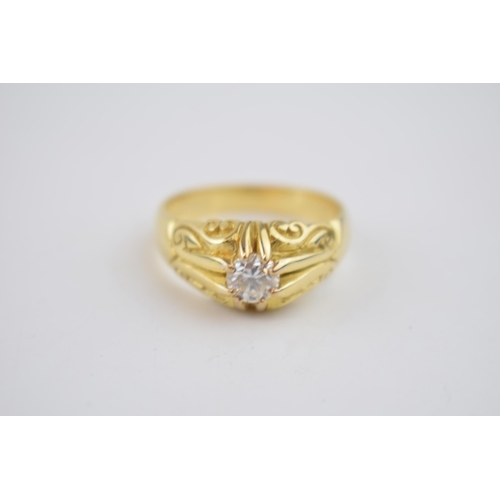 597 - 18ct gold hallmarked singles diamond set ring, stone measures 0.75ct approx. Weight 11.7g,  ring siz... 