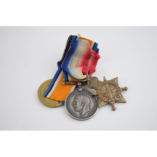 217C - A trio of World War medals to include 1914-1915 star, 1914-18 silver medal and the Great War medal, ... 