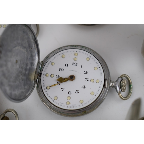 371 - 7 Braille pocket watches with Cyma movements. Case diameter approx 45mm. (7)