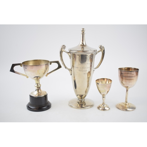 577 - Silver plated trophies to include the 'Cheshire Beagles Point to Point Steeplechase Handicap Cup 193... 