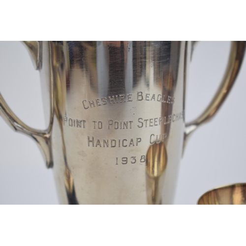 577 - Silver plated trophies to include the 'Cheshire Beagles Point to Point Steeplechase Handicap Cup 193... 