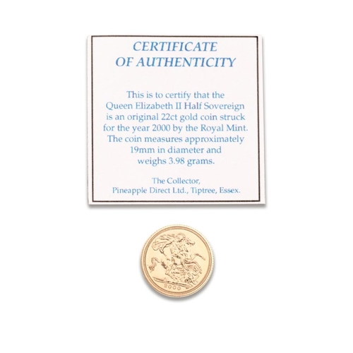 102 - HALF Sovereign gold coin 2000, with certificate.