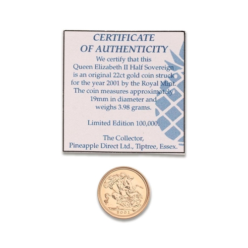 103 - HALF Sovereign gold coin 2001, with certificate.