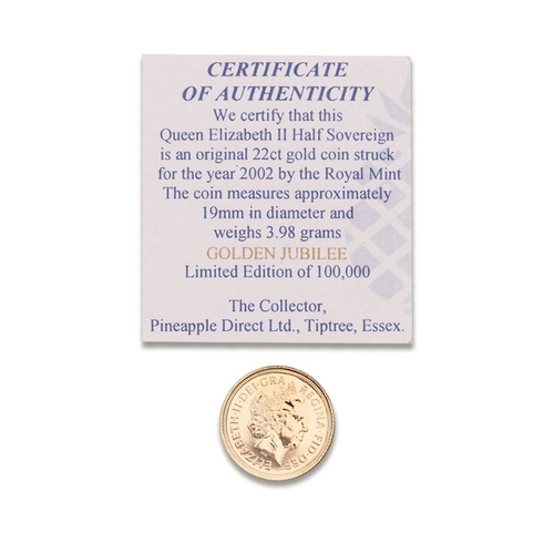 104 - HALF Sovereign gold coin 2002, with certificate.