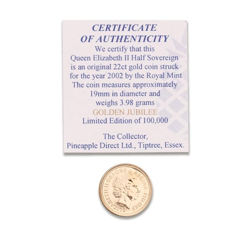 105 - HALF Sovereign gold coin 2002, with certificate.