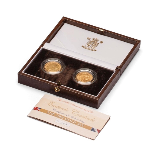 111 - 1904 Entente Cordiale FULL gold sovereign & 20F French  coin set.  Sovereign 8 grams, .916 gold, the... 