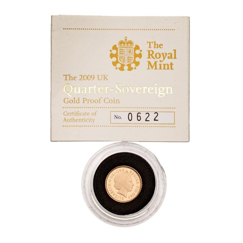 113 - QUARTER sovereign proof gold coin, 2009, with numbered certificate.