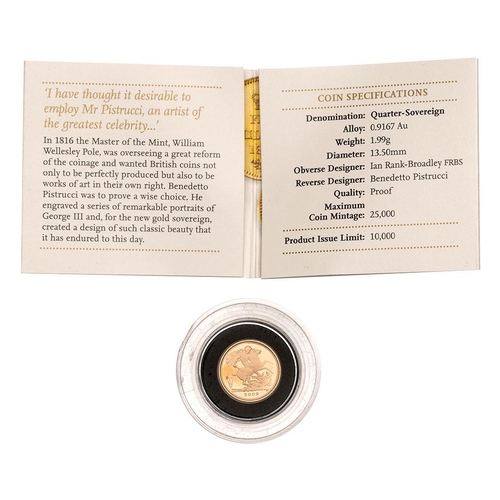 113 - QUARTER sovereign proof gold coin, 2009, with numbered certificate.