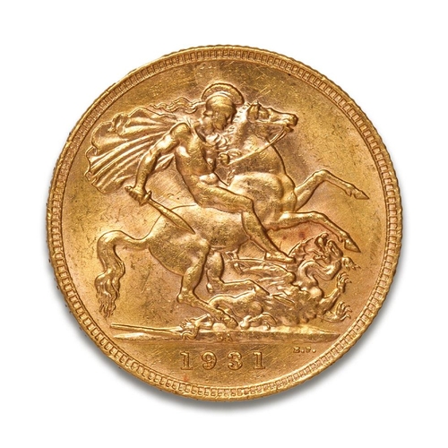 114 - Full sovereign gold coin 1931, with mint mark for South Africa.