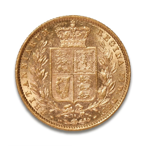 120 - FULL shield back Sovereign gold coin 1871, young head Queen Victoria, die number 19.