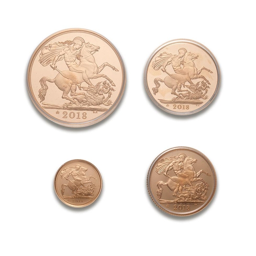 126 - 2018 Four coin proof sovereign 22ct gold set, £2 / double sovereign, Sovereign, half sovereign  & qu... 