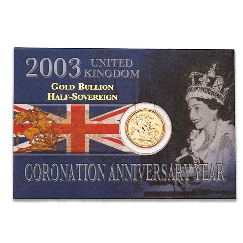 127 - HALF Sovereign gold coin 2003, on card.