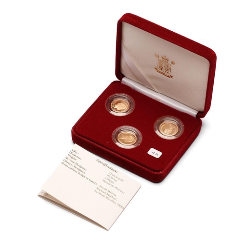 131 - Three x proof HALF sovereign portraits set, 1983, 1987 & 2004, cased with certificate.