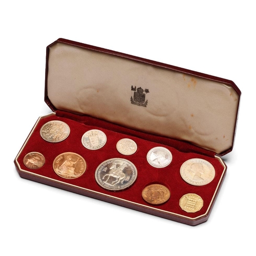 133 - 1953 cased proof coin set 10 coins, crown to farthing.