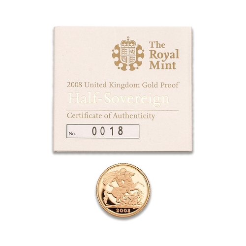 137 - HALF Sovereign proof gold coin 2008, with numbered certificate.