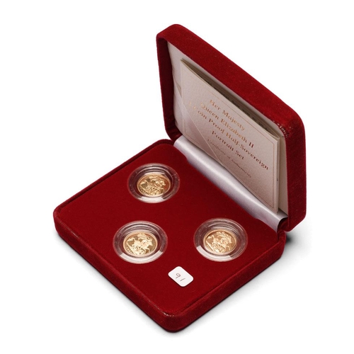 144 - Three x proof HALF sovereign portraits set, 1980, 1985 & 2004, cased with certificate.