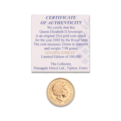 23 - FULL sovereign gold coin 2002, with certificate.