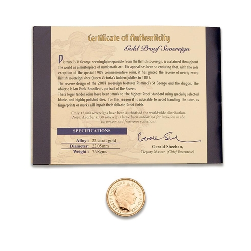 51 - FULL proof sovereign gold coin 2004, with numbered certificate.