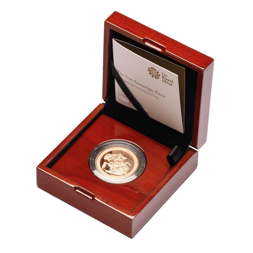 64 - Five sovereign / £5 22ct gold coin 2017, weight 40g.  With polished wooden presentation box, certifi...