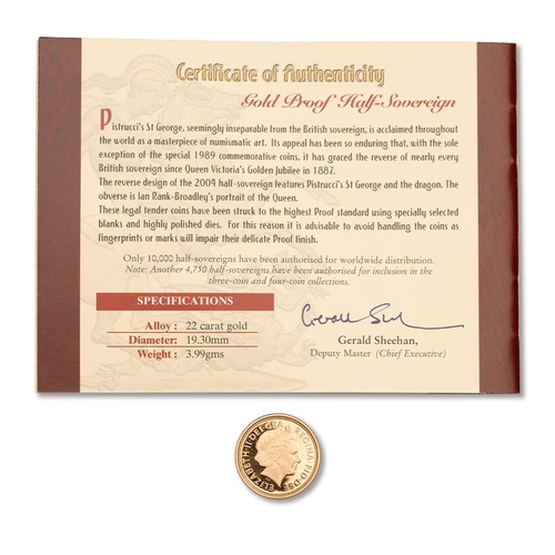 71 - HALF Sovereign gold coin 2004, with numbered certificate.