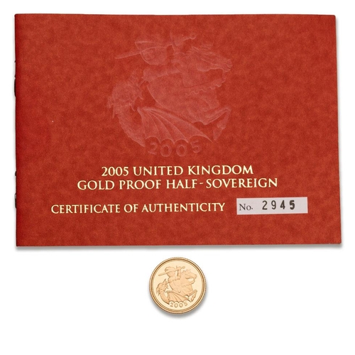 72 - HALF Sovereign gold coin 2005, with numbered certificate.