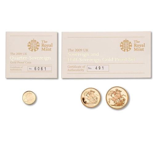 77 - Full sovereign & half sovereign 2009 gold proof coin pair with numbered certificate, together with 2... 